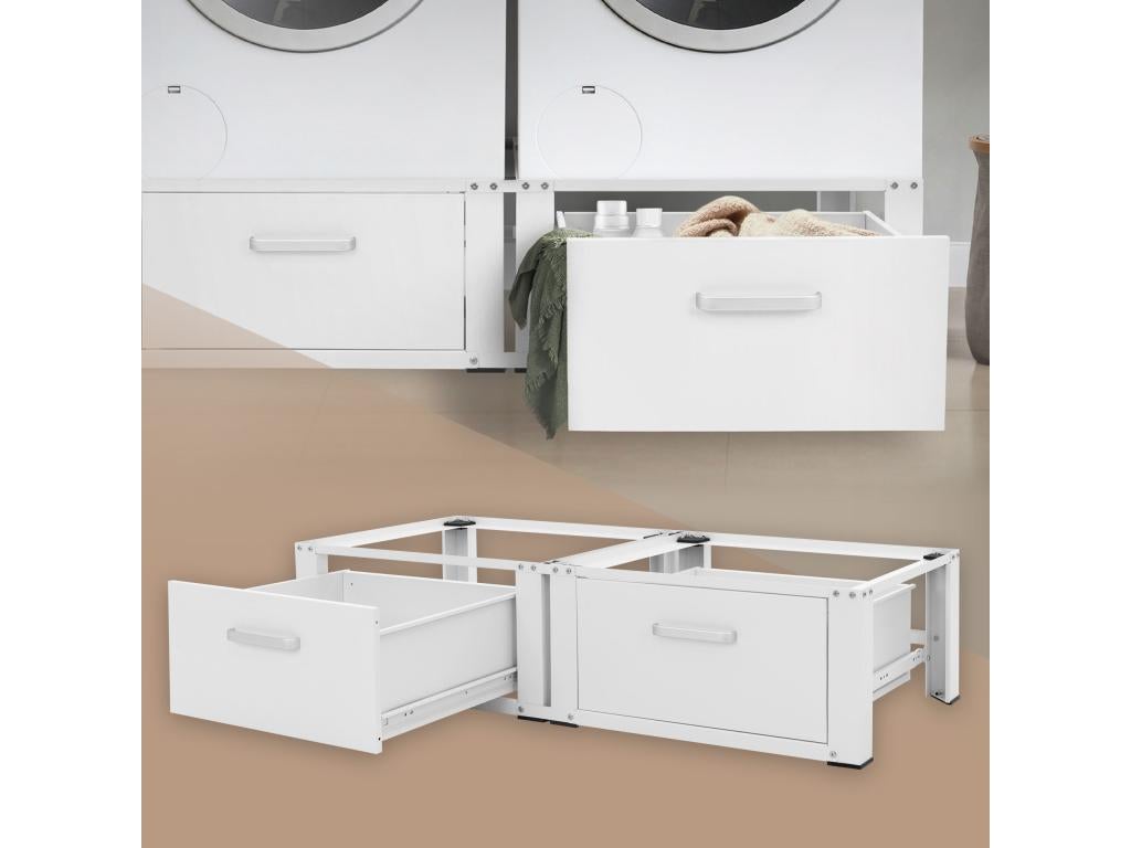 Socle machine à laver double avec tiroirs base sèche-linge blanc 150 kg/support - 6