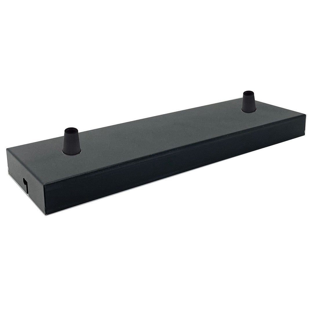 Piastra Per Lampadario Rettangolare In Metallo Nero – 50x5x2 Cm, 2 Fori, Per Soffitto E Lampade A Sospensione