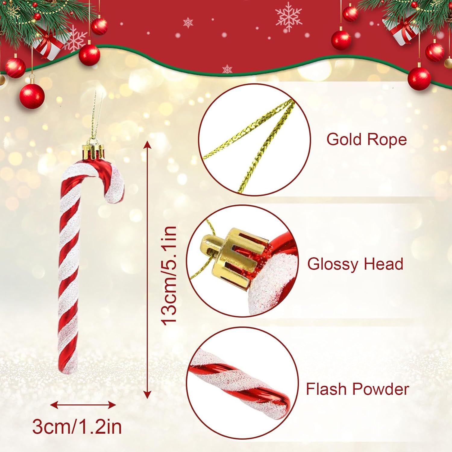 Lot De 6 Décorations De Noël En Sucre D'orge, Décoration