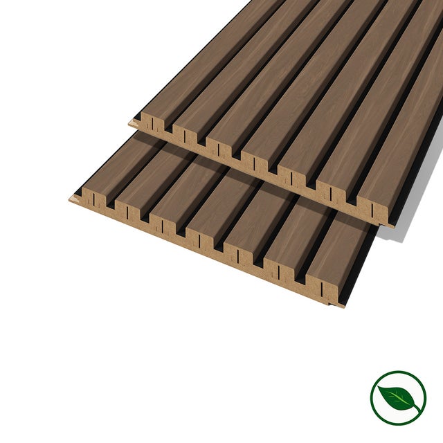 Lot de 2 demi-panneaux mural décoratif lamelles MDF castle OAK 1250 x 287 x 20 mm-0,72 M2 PEFC 70%