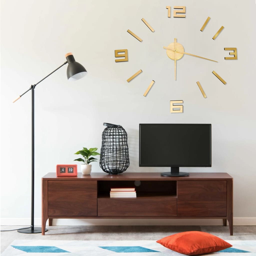 Reloj 3D de pared con diseño moderno dorado 100 cm XXL | Leroy Merlin