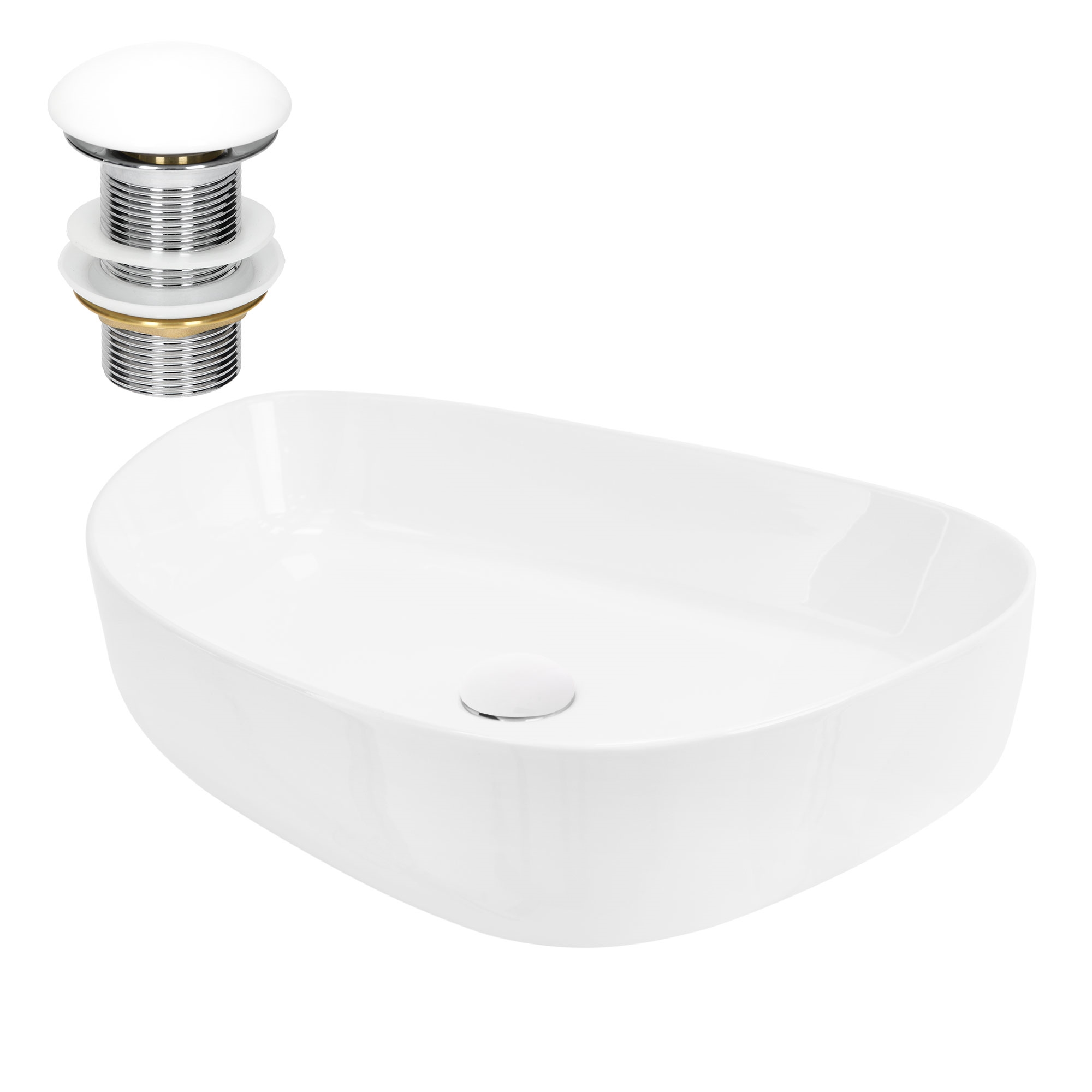 ML-Design Lavabo Cerámica Blanco Brillante Forma De Diamante 420 X