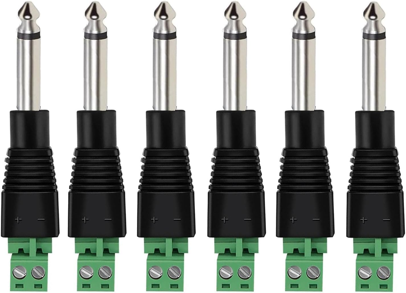 Sztuk 6,35 mm TS męski na blok zacisków śrubowych, bezlutowy 2-biegunowy adapter wtykowy do audio, 6,35 mm męski złącze mono do bloku zacisków śrubowy