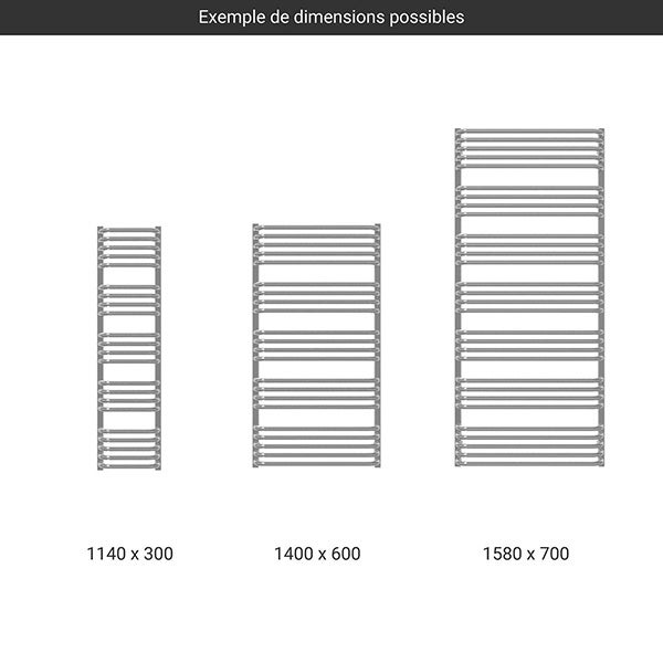 Sèche-serviette électrique chromé - (HxL) 1580x600 mm - 600 Watts - 600 Watt - ALE1580-600E8CRO - 2