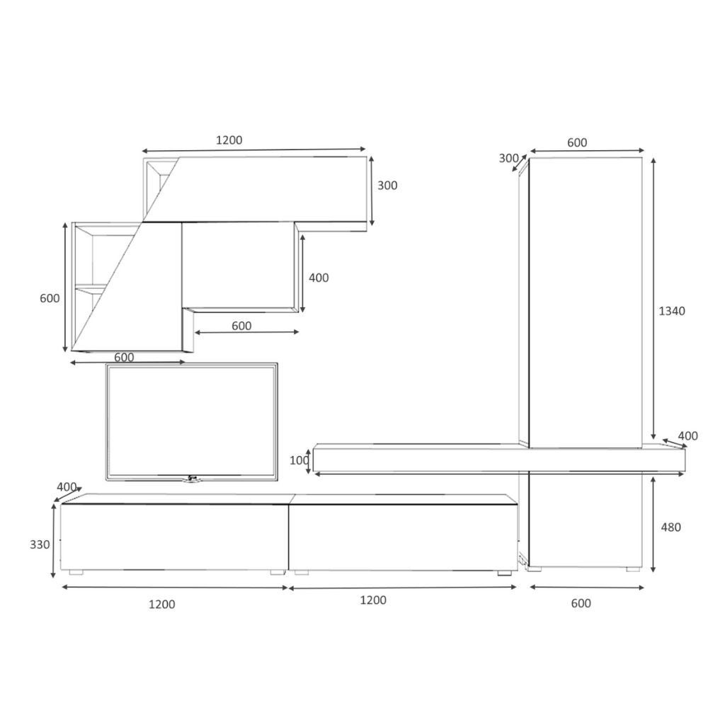 Pensile cucina con anta 30x32x72H colore bianco frassinato - 3