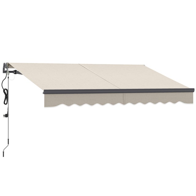 Toldo Elétrico Retrátil Outsunny Alumínio e Poliéster Creme branco 296x250 cm