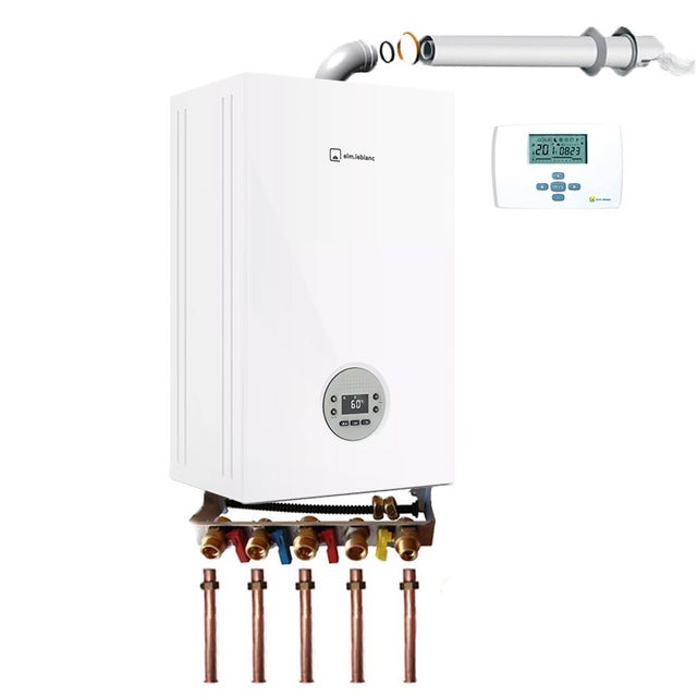 Chaudière gaz murale condensation Oxylis iCondens E.L.M Leblanc 24 kW Complète (Ventouse + Douilles + Dosseret) avec Thermostat Filaire