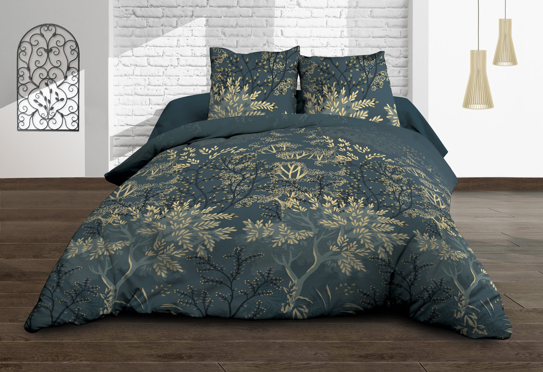 Housse de couette 220x240 + 2 taies - Pur coton 57 fils - Hevea - 4