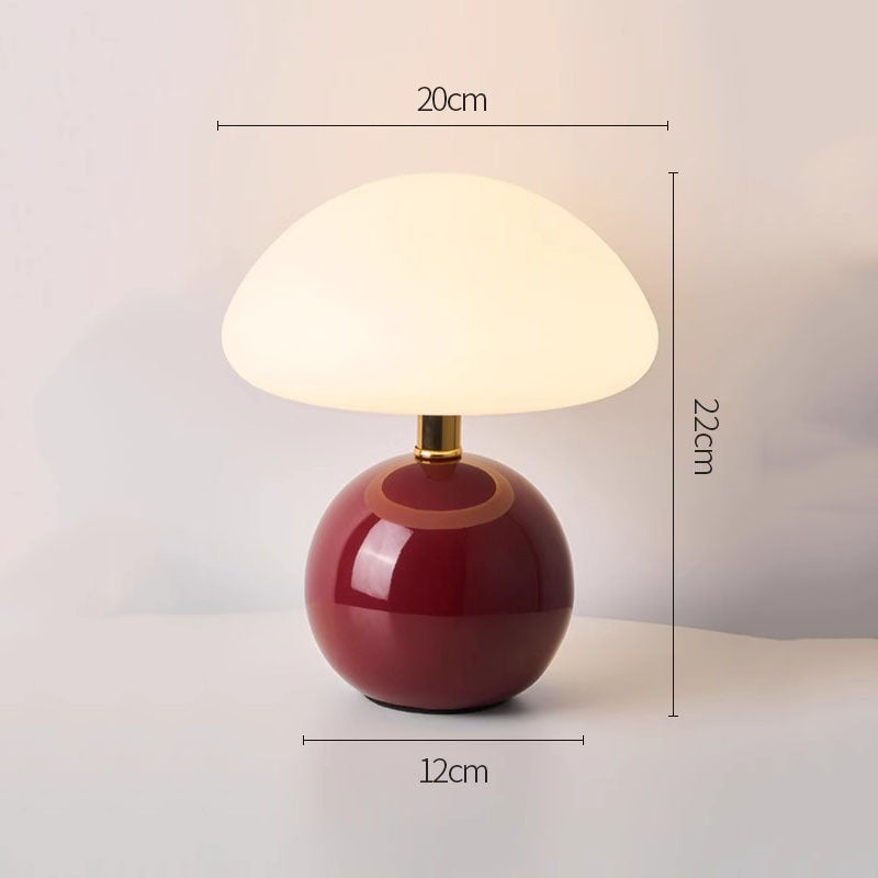 Lampe de table de chevet champignon, lampe de table champignon enfichable, tricolore à intensité variable en continu, bordeaux, 22*12*20 cm - 2