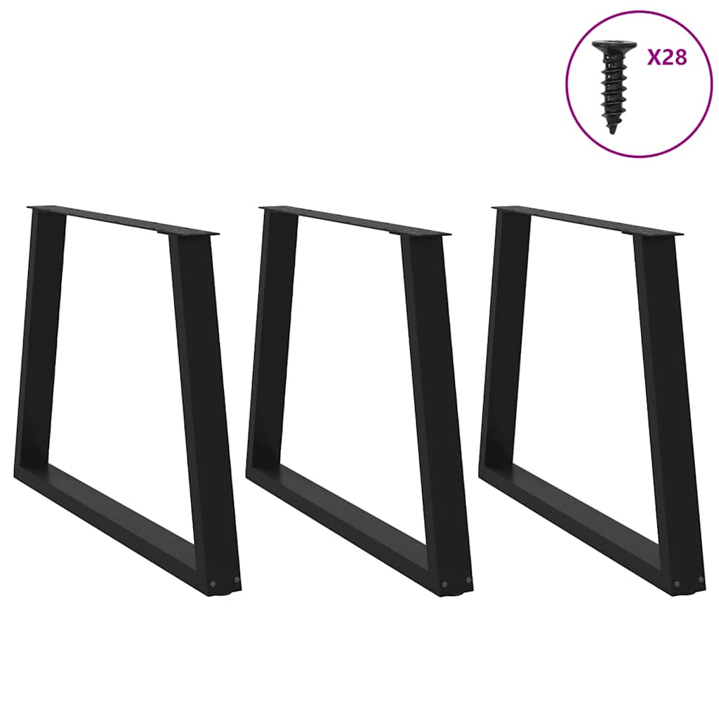 Maison Exclusive - Pieds de table à manger en V 3 pièces Noir 90 x (72-73,3) cm Acier - 3