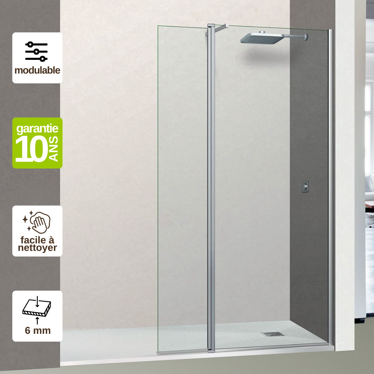 Paroi de douche Fixe avec Déflecteur Gauche Verre Trempé Transparent — free download