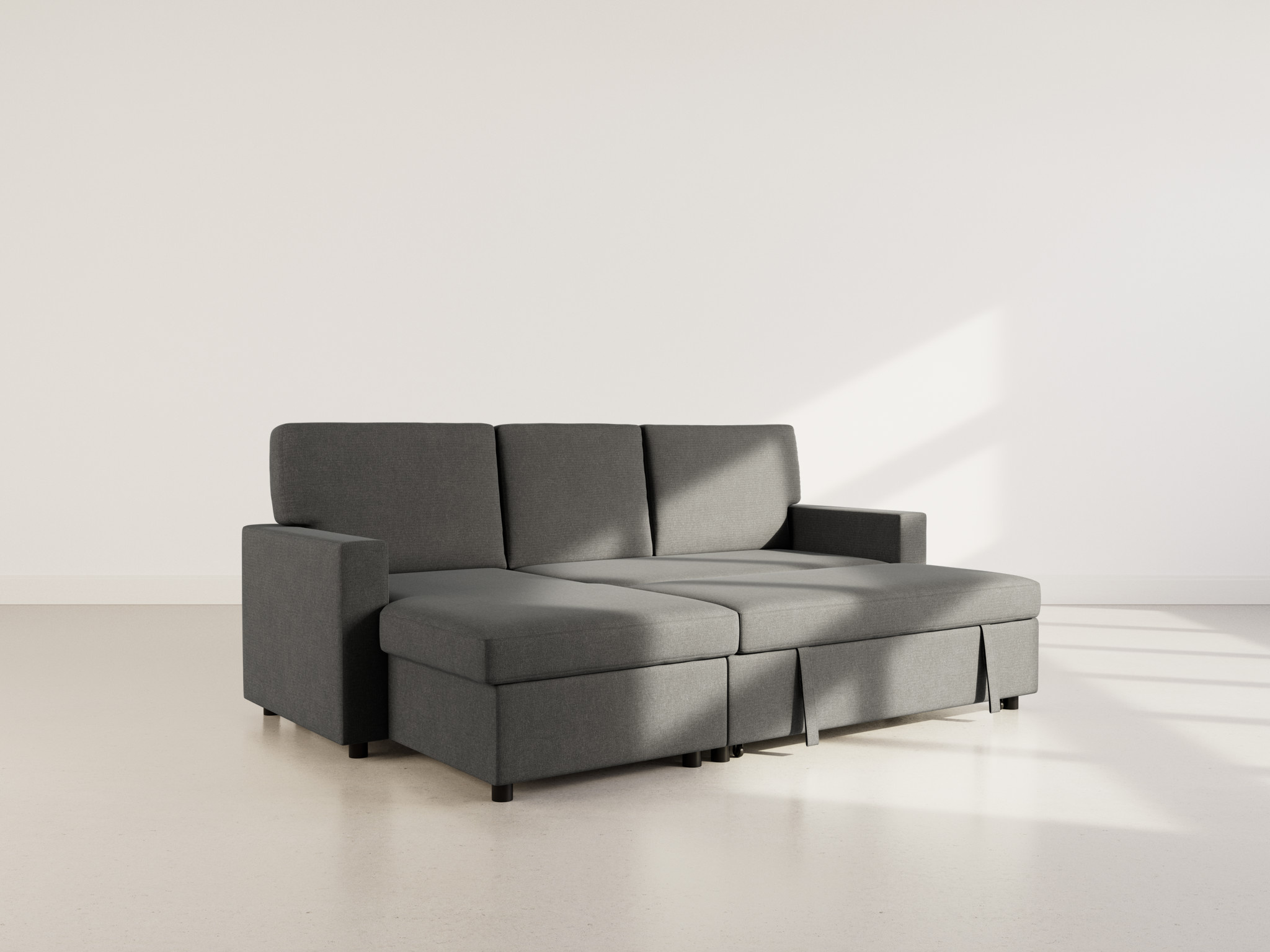 Canapé d'angle réversible convertible 4 places en tissu gris foncé - MEIYA - Best Mobilier - 2