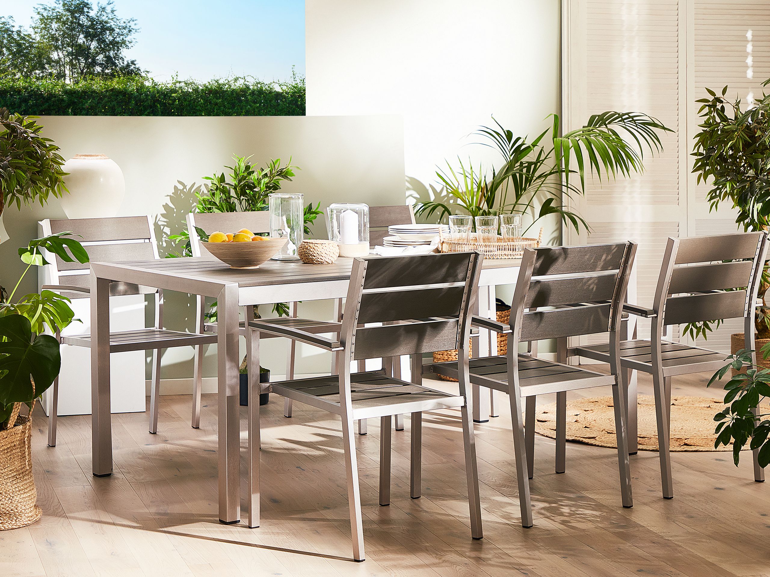 Set dining pentru grădină cu 6 locuri VERNIO Gri