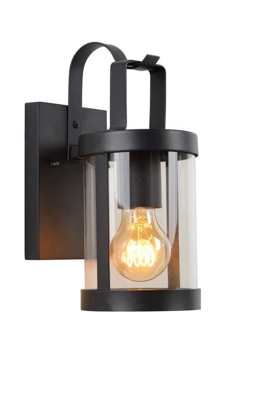 Kinkiet zewnętrzny LINDELO czarno-transparentny 1xE27x60W wym:26,3x11,5x16cm IP23 Lucide