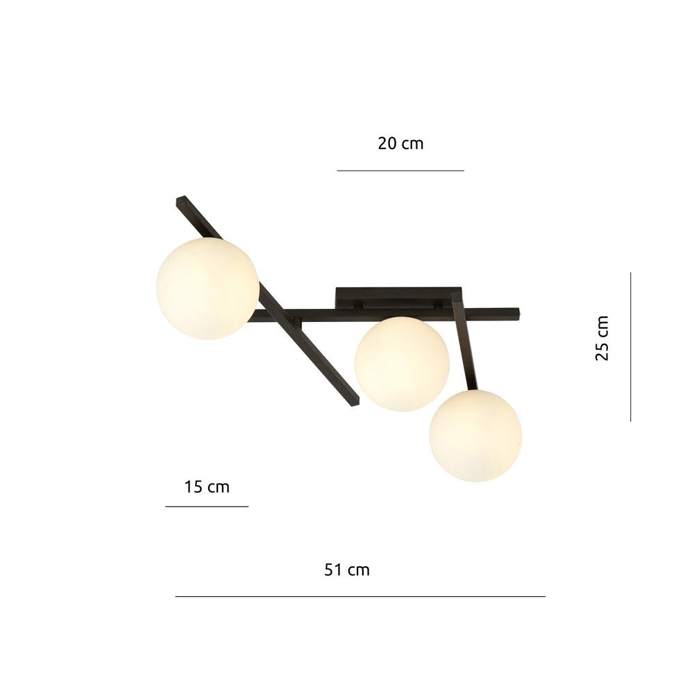 Lampa sufitowa Tramas z czarnymi regulowanymi prętami i szklanymi kulkami 3xE14 - 7