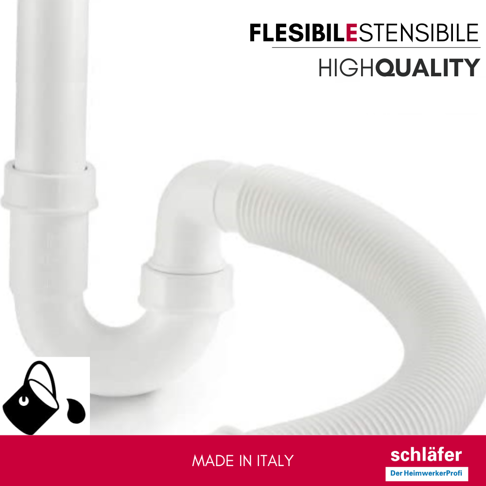 Schläfer 439305 | Sifón universal con conector de manguera 1'1/2, conexión doble para lavavajillas o lavadoras, conexión mural - 3
