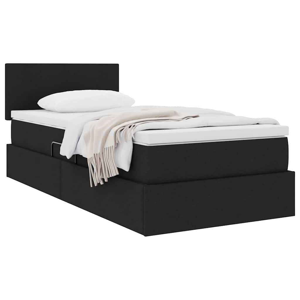Lit avec rangement et matelas noir 90 x 190 cm en velours - 3