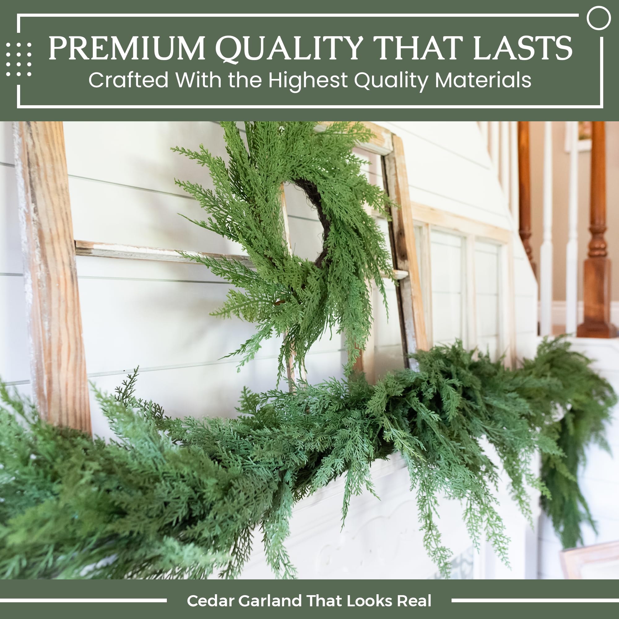 Ghirlanda natalizia con foglie di pino e cipresso da 180 cm (60 maglie), decorazione realistica con ghirlanda di pino adatta per decorazione natalizia - 3