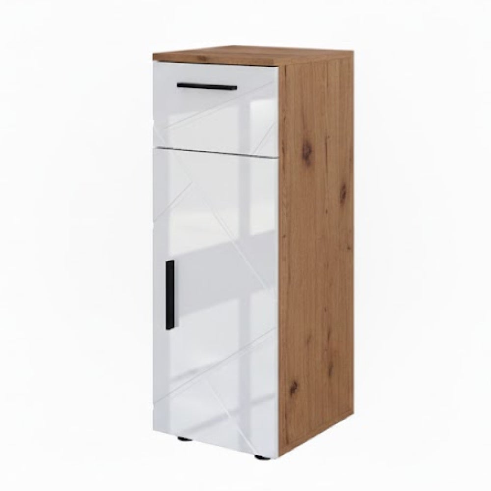 Vicco Szafka Midi Irma, Biały wysoki połysk/złoty dąb power, 30 x 81 cm