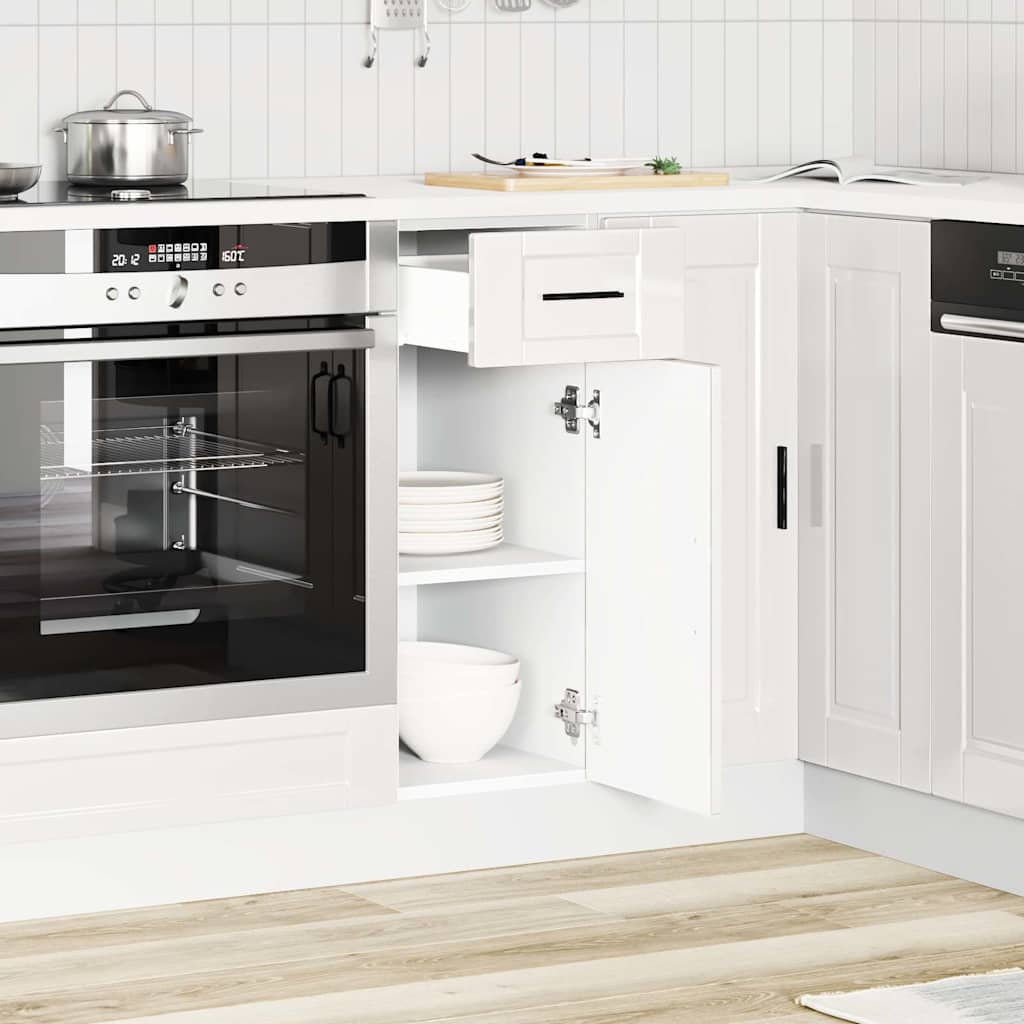 Mobile da cucina Porto, legno ingegnerizzato bianco lucido - COMFORTXL - 3