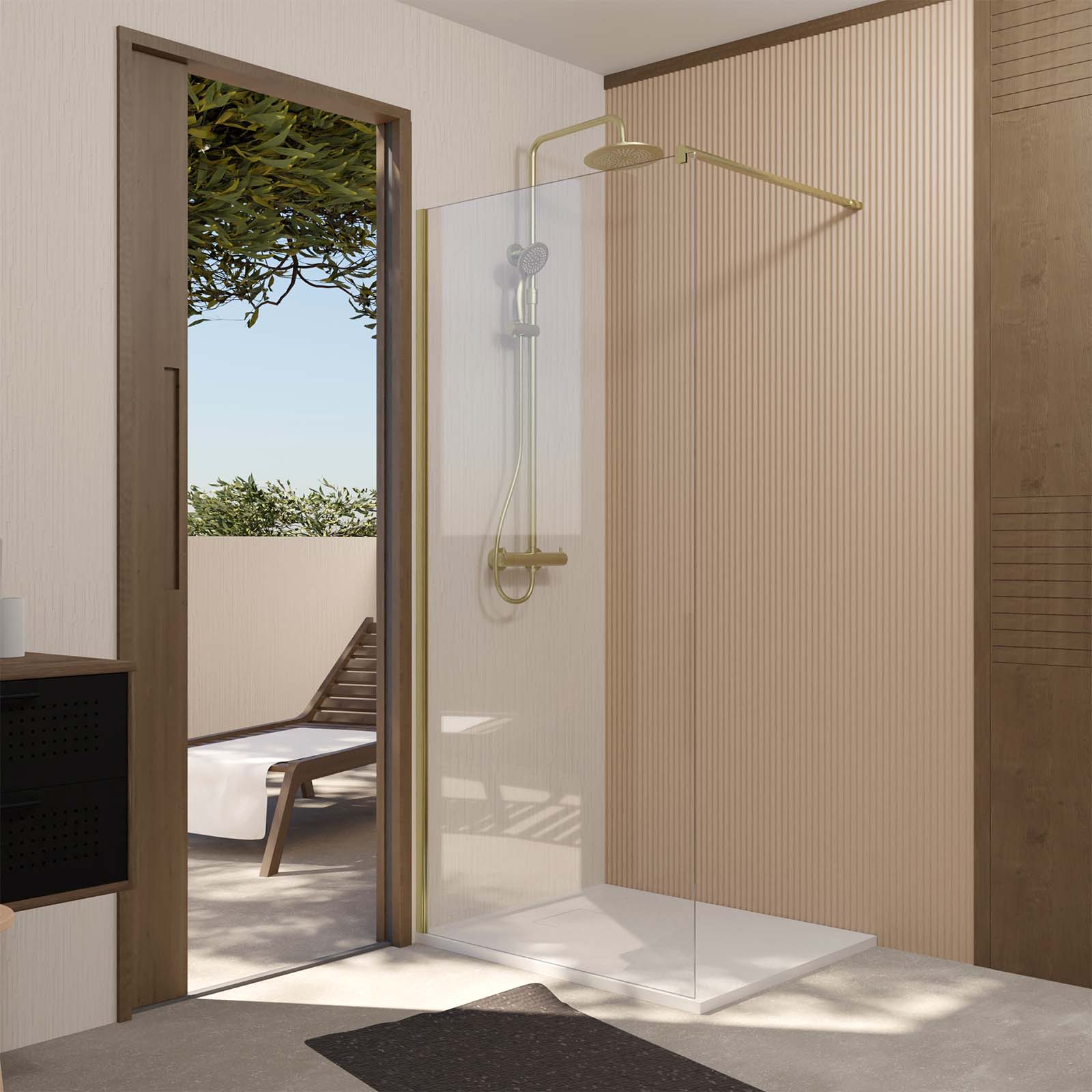RHO - Panneaux de douche - Paroi de douche Noir 100x195 cm Verre ESG RHO - Panneaux de douche - Paroi de douche Noir 100x195 cm Verre ESG