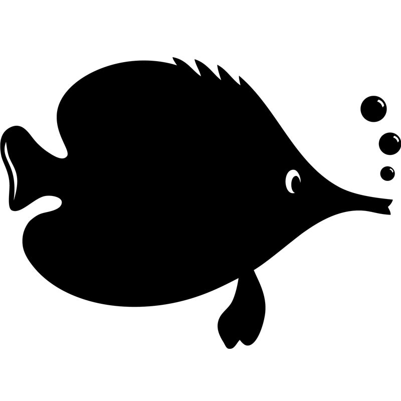 Sticker ardoise tableau noir - stickers muraux adhésif effaçable - CARICATURE POISSON - 30x40cm - 2