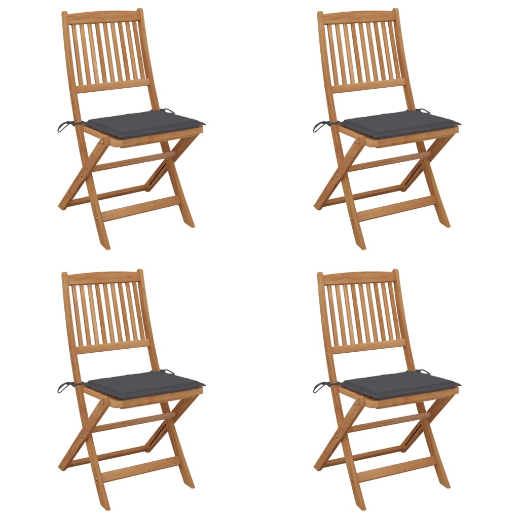 Lot de 4 Chaises pliables de jardin | Siège de Terrasse | Chaise d'extérieur avec coussins Bois d'acacia CFW600902 - 2