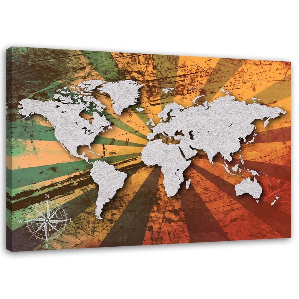 Obraz na płótnie, Szara mapa świata vintage 100x70