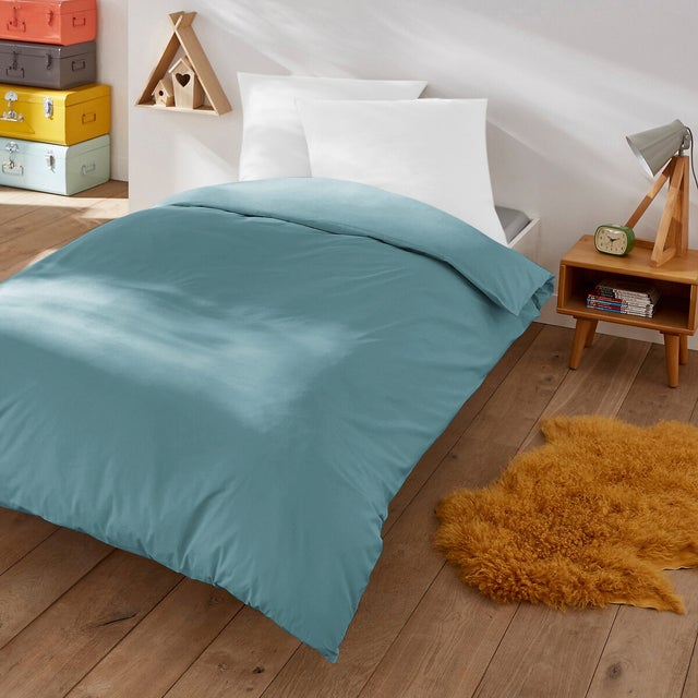 Housse de couette enfant en polycoton, Scenario - Bleu azur - 140 x 200 cm