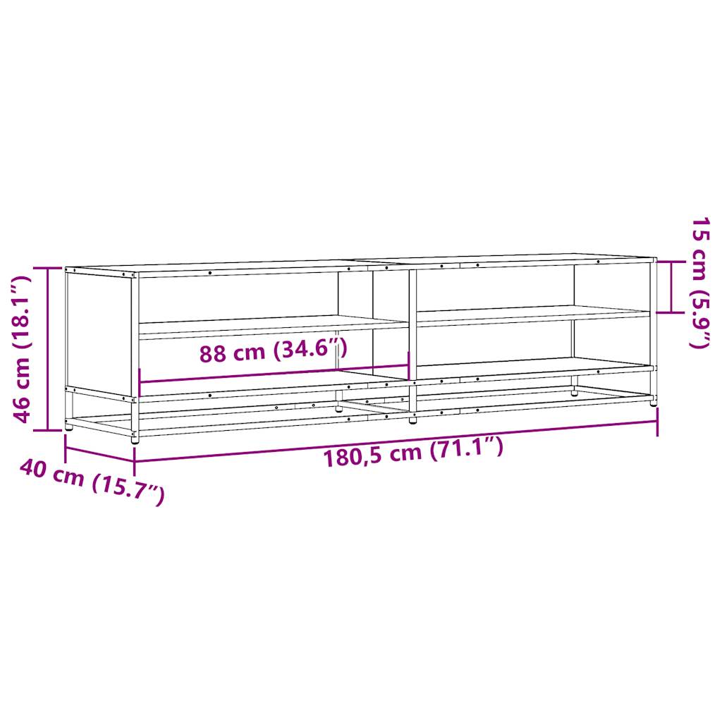 Maison Exclusive - Meuble TV sonoma gris 180,5x40x46 cm bois d'ingénierie - 9