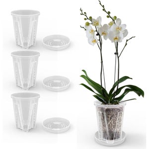 Vaso in Plastica Trasparente per Orchidee diam. 13 cm - 4 pezzi