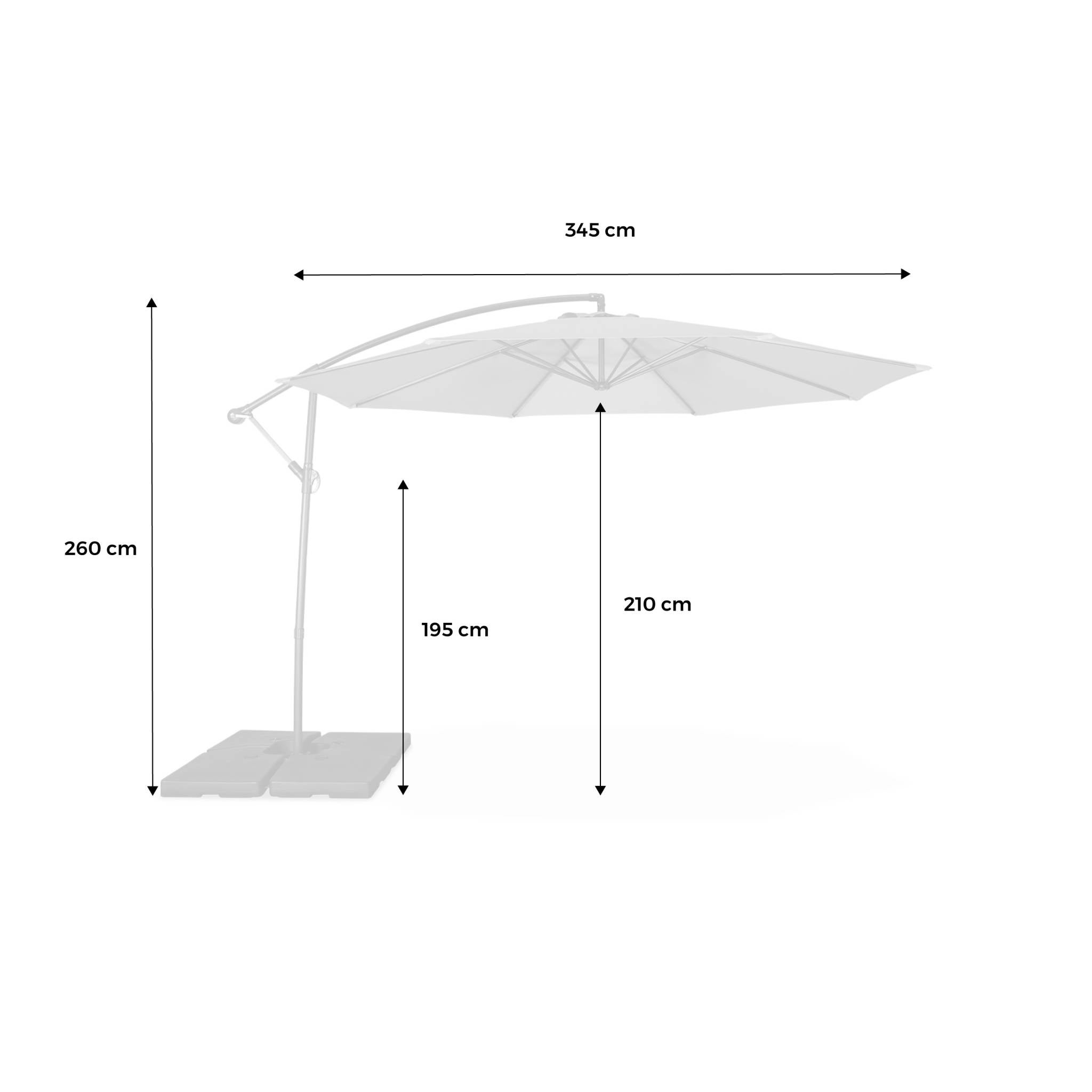 Sombrilla redonda, 350cm Beige - 350x350x250 cm - 6