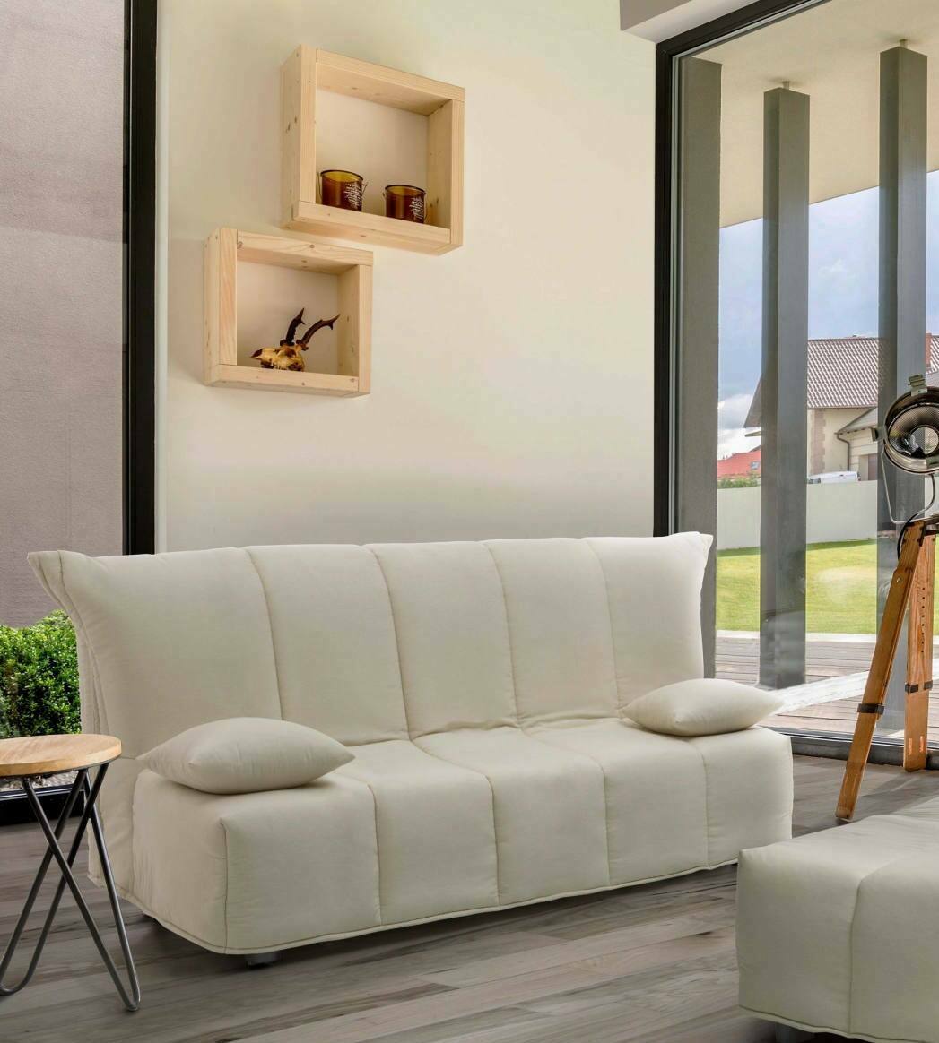 Sofá cama 3 plazas allegra, sofá con apertura para carro de tejido acolchado, cojines incluidos, 100% made in italy, 165x90h85 cm, beige
