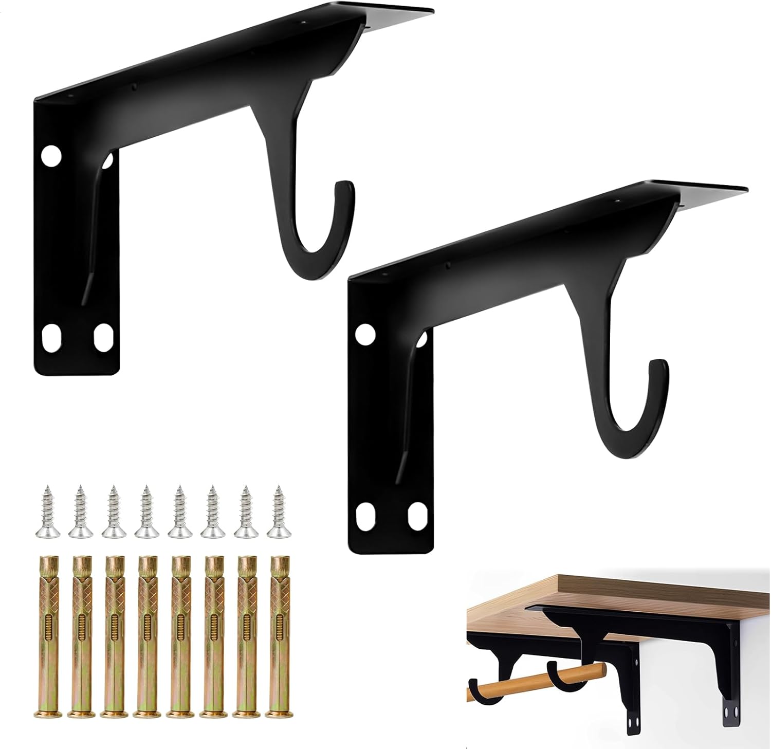 Soporte De Pared Para Escalera SPARES2GO – Estante Gancho Universal, Acero Negro (carga 100 Kg, 242 Mm)