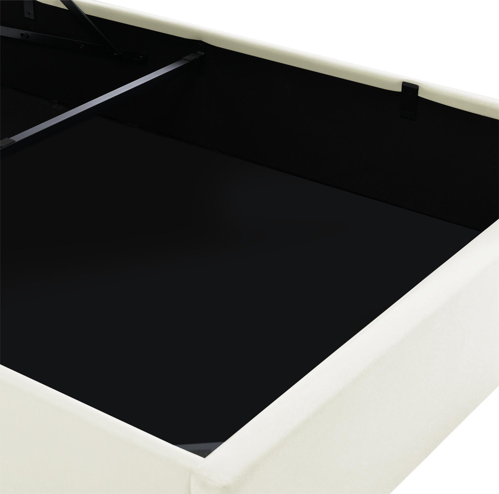 Łóżko z pojemnikiem 160x200cm z ekoskóry z LED - z stelażem na listwy - Białe - 7