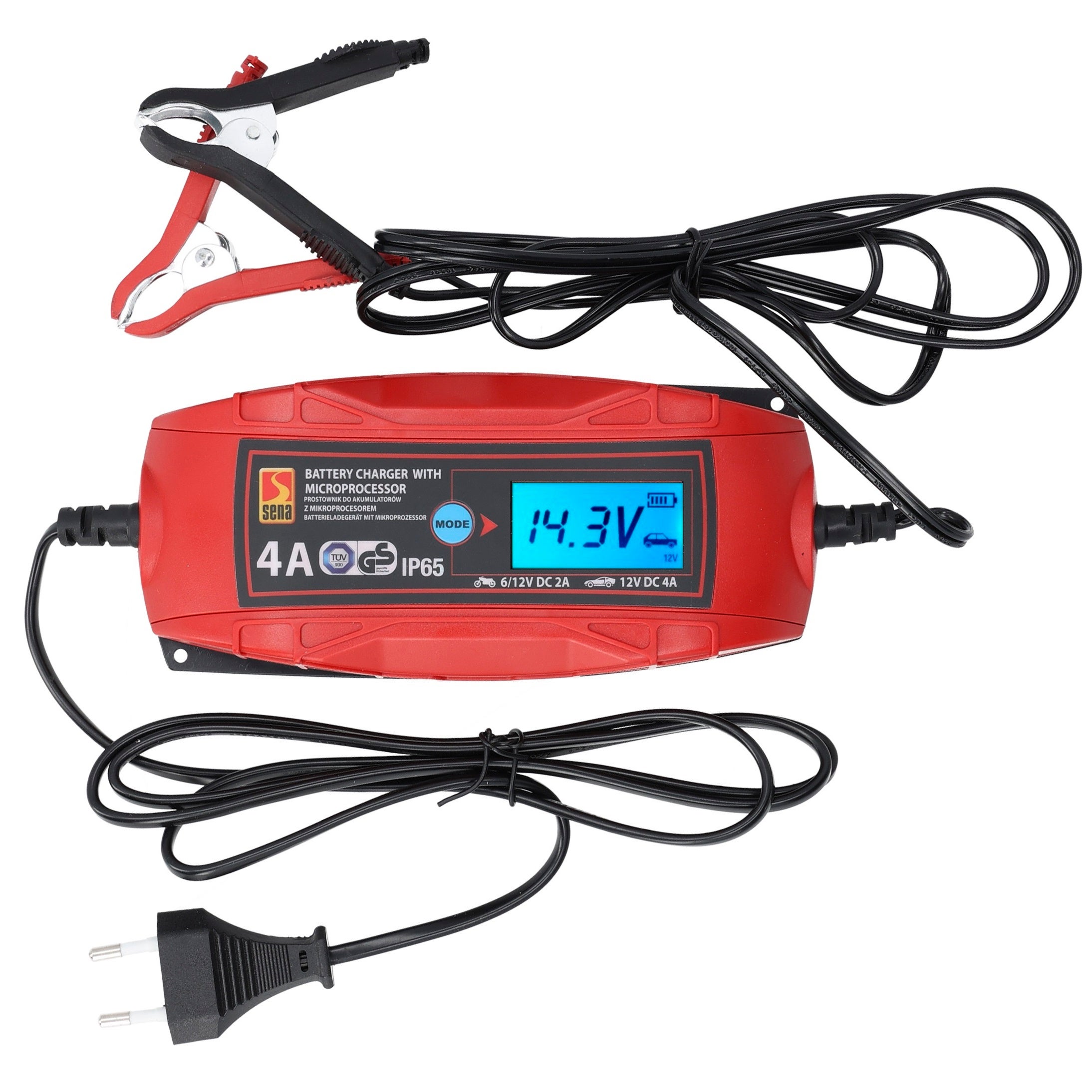 PROSTOWNIK SAMOCHODOWY AUTOMATYCZNY DO AKUMULATORA TUV LCD IP65 6V 12V 4A