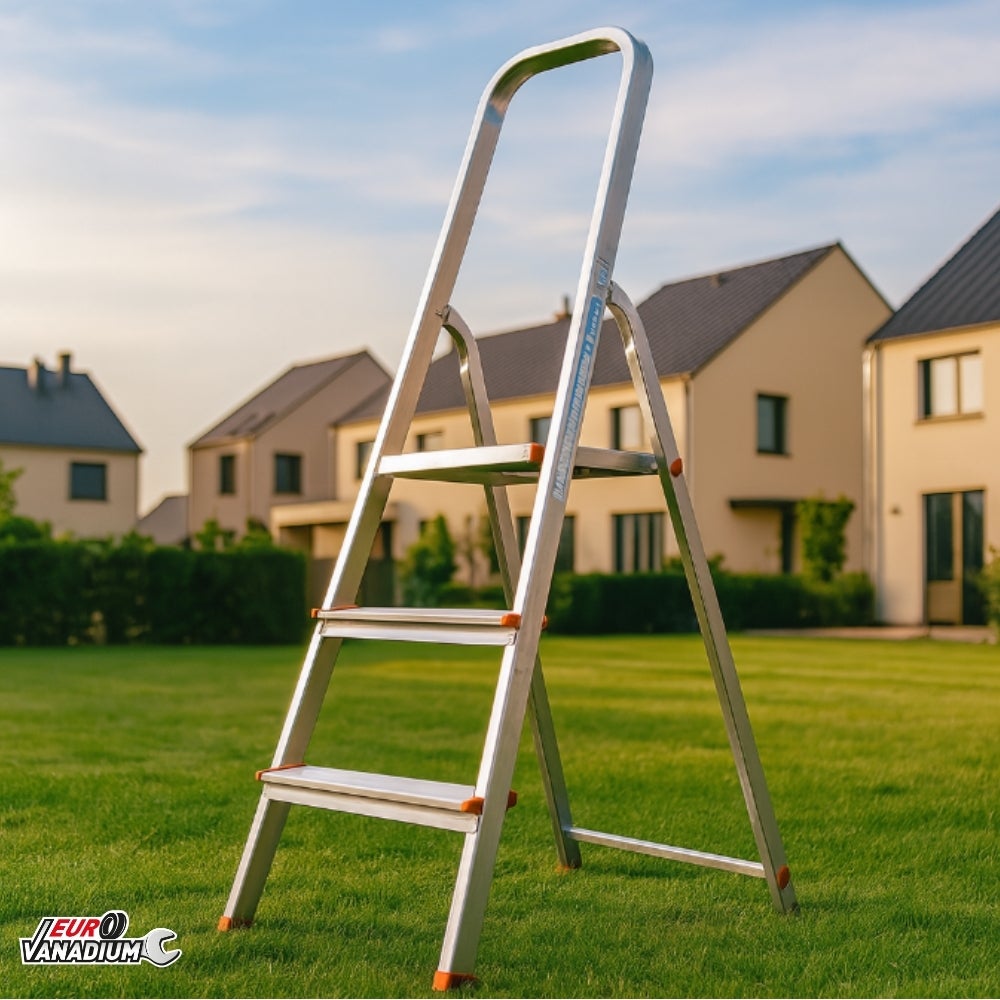 Escabeau aluminium 3 marches anti-dérapantes - Sécurité optimale pour bricolage, charge 150 kg - 7
