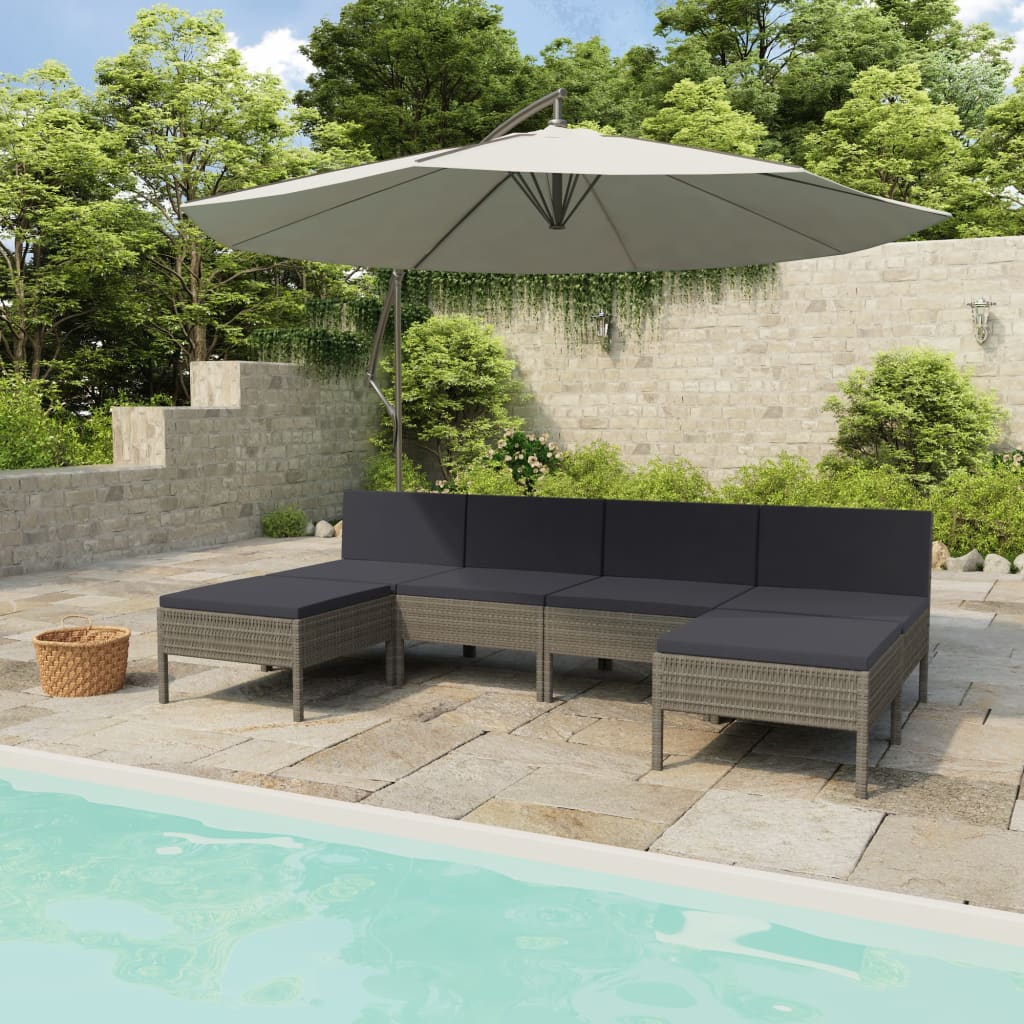 Maison Exclusive - Set Divani da Giardino 6 pz con Cuscini in Polyrattan Grigio - 8