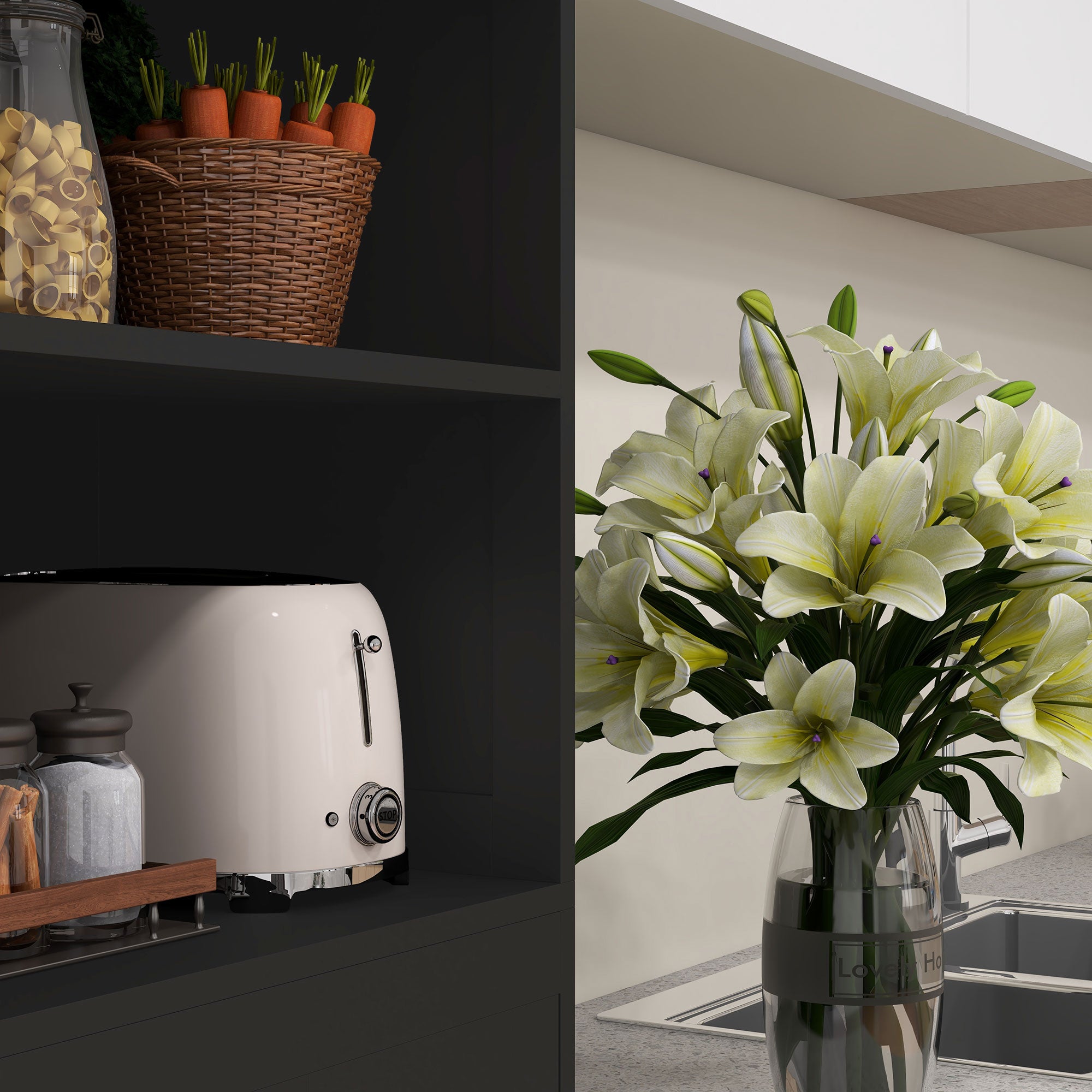 Vaisselier MDF noir 4 portes HOMCOM - 8