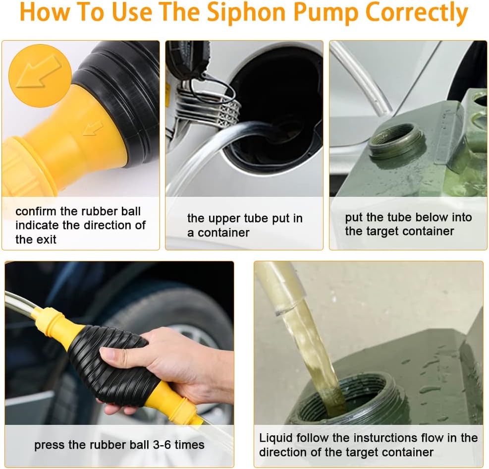 Pompe de transfert de liquide manuelle, pompe de transfert de carburant manuelle portable, pompe à main pour essence, gaz, diesel, eau, aquarium avec - 3