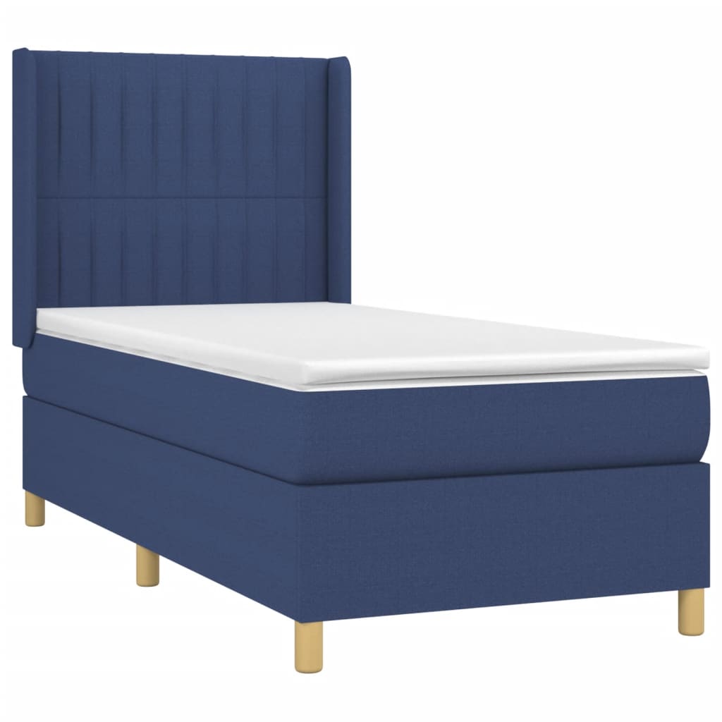Sommier à lattes de lit avec matelas Bleu 100x200 cm Tissu — COMFORTXL - 3