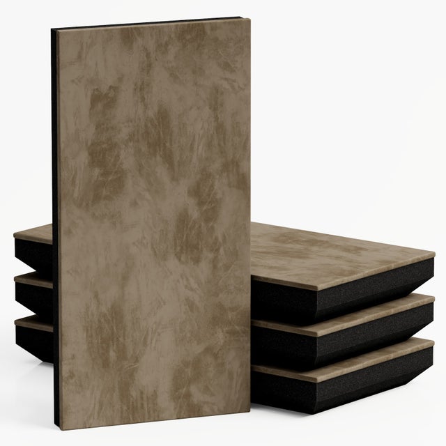 Lot de 4 Panneaux acoustiques étroits décoratifs en velours CINEMATIC-MINI 25x50x5 cm -Tissu, MDF et mousse acoustique -Beige