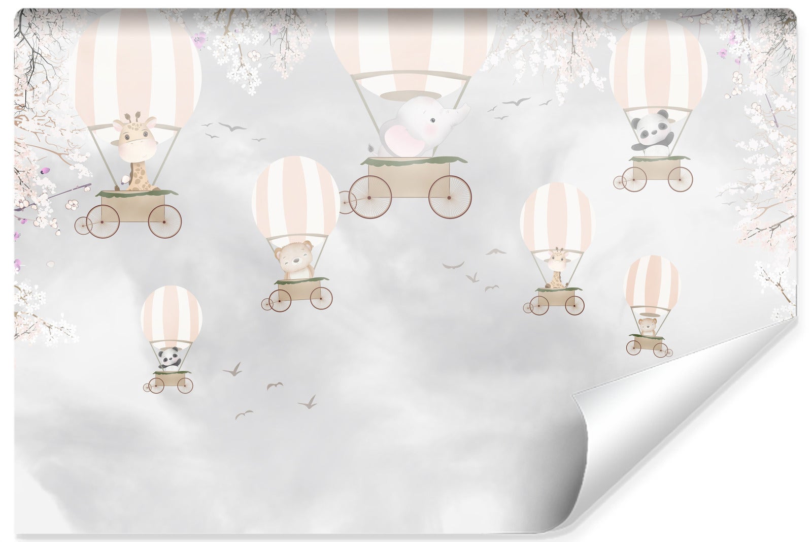 Papel pintado no tejido fotografia ballones animales flores para la habitacion de los ninos 315cm x 210cm