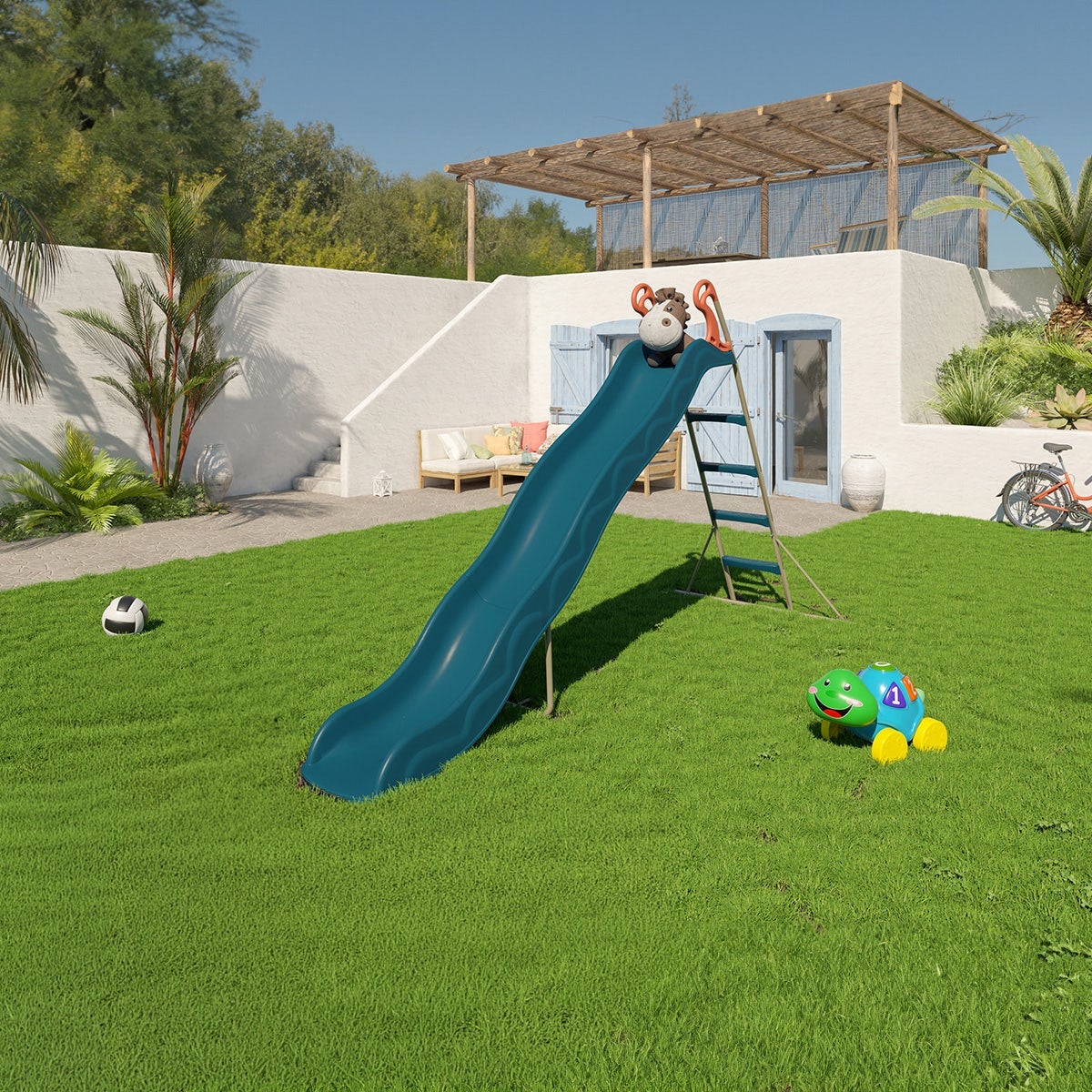 Toboggan Actou bleu 3 m plateforme 1,45 m 3 12 ans Trigano - 4