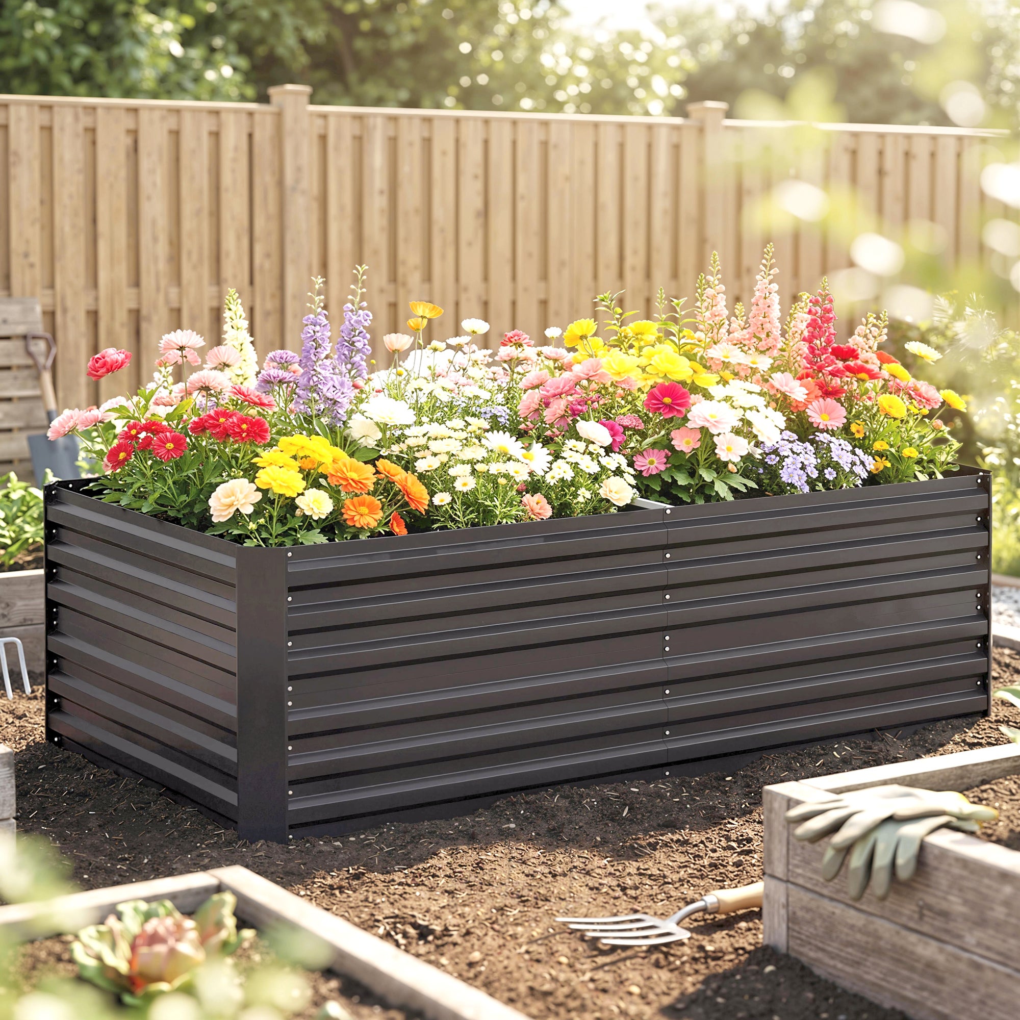 Jardinière acier galvanisé Outsunny 180x90x59 cm - 8