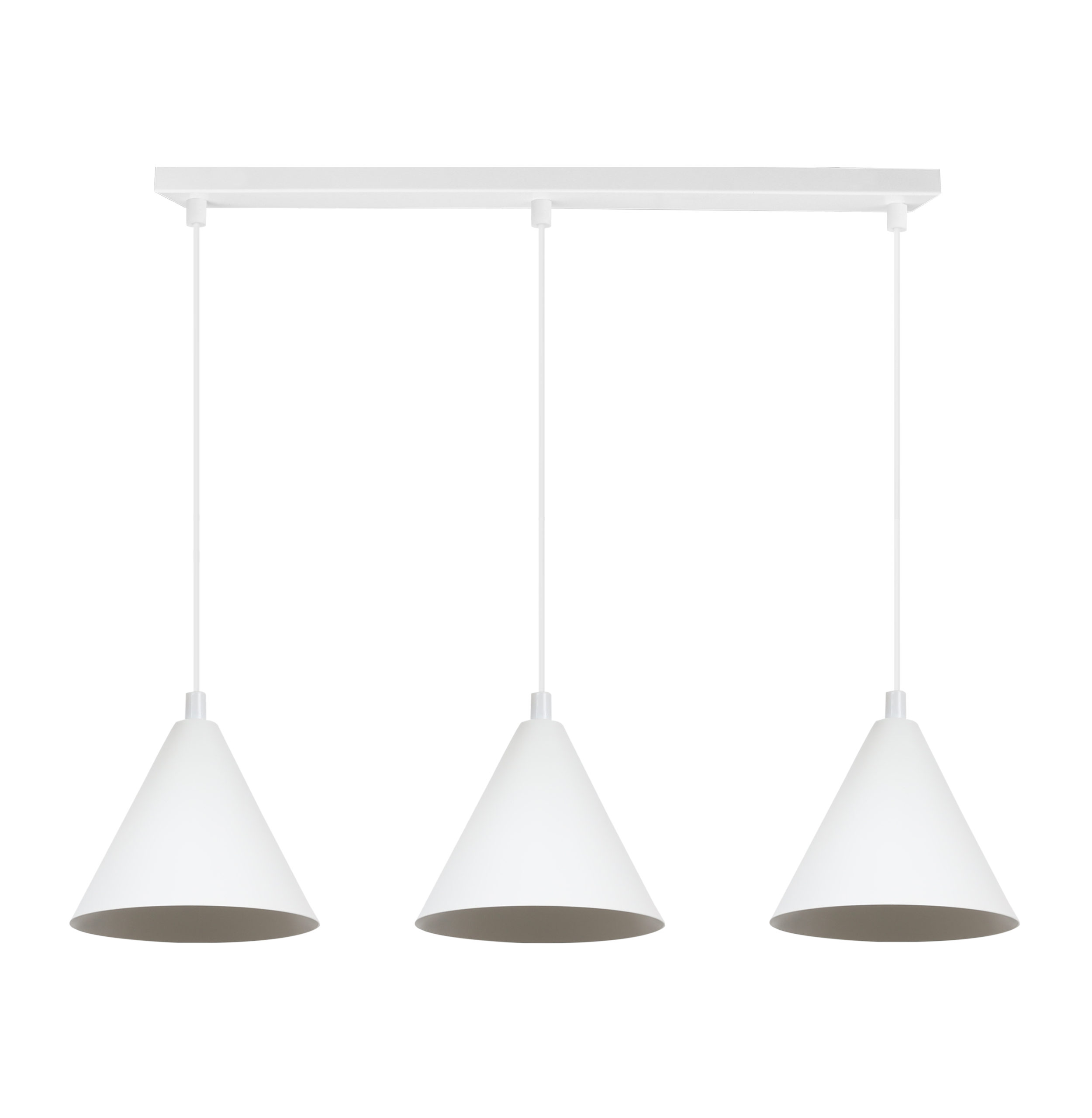 Lampa sufitowa wisząca Soho modern 3xE14 klosz stożek 14cm biała Light Home LH