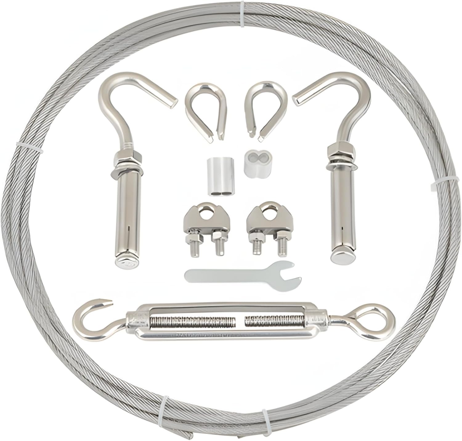 Rozwijana linka do suszenia ubrań, stal nierdzewna 304, długość 4 metry, wykonana z drutu stalowego powlekanego plastikiem.