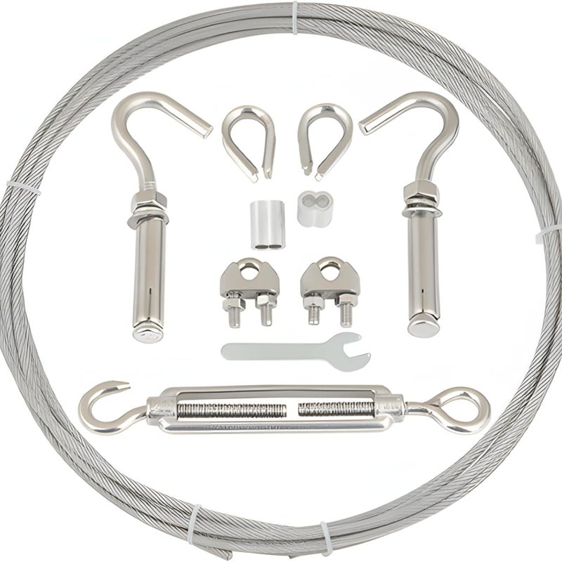 Rozwijana linka do suszenia ubrań, stal nierdzewna 304, długość 4 metry, wykonana z drutu stalowego powlekanego plastikiem.