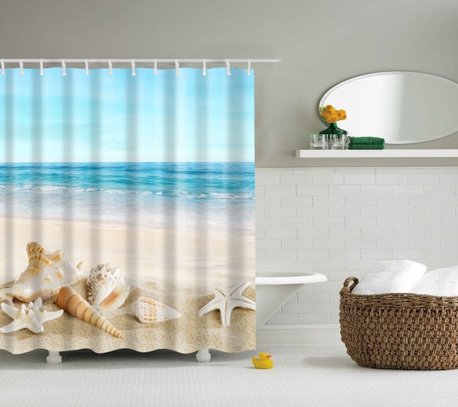 KOBLEN Tenda da doccia per bagno con 12 ganci, in tessuto impermeabile, decorazione per vasca da bagno, 122 x 182,9 cm KOBLEN Tenda da doccia per bagno con 12 ganci, in tessuto impermeabile, decorazione per vasca da bagno, 122 x 182,9 cm