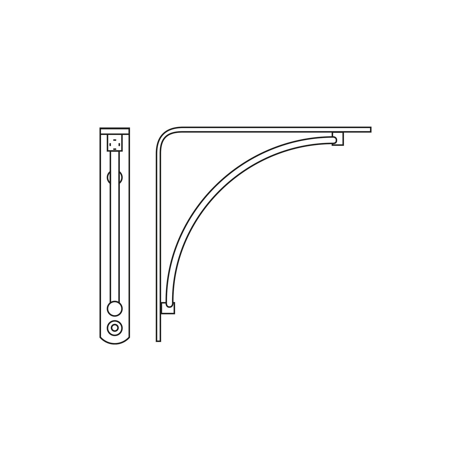 Suporte de Prateleira parede | Estilo decorativo | Fabricado em aço | Acabamento cromado líquido fosco | Medidas 20*150*150mm | Sistema de fixação - 4